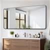 VEVOR Specchio da Trucco da Parete, Specchio 1828 x 915 mm con Cornice in Lega di Alluminio e Pellicola Antideflagrante, Specchio Antigraffio con Staffa a Forma di Z, Adatto per Bagno Soggiorno Nero