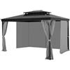 VEVOR Tende da Gazebo Impermeabili per Esterni, 283 x 340 x 203,5 cm, Tende per la Riservatezza con Parete Laterale a 4 Pannelli con Cerniere, Tende Parasole Universali, Solo Tende, Grigio