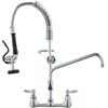 VEVOR Rubinetto Commerciale con Spruzzatore Pre-risciacquo, Altezza 630 mm Interasse 203 mm Bocca Girevole 305 mm Montaggio a Parete, Dispositivo Ottone Getto Abbassante, Lavello da 1/2/3 Scomparto