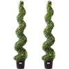 VEVOR Albero di Bosso Artificiale Topiario, 152,4 cm Altezza, 2 Pezzi, Alberi di Bosso Finti a Spirale, Pianta Artificiale Verde con Foglie, Vaso, Decorazione, Set Verde Protezione UV Arredamento