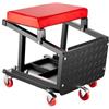 VEVOR Sgabello da Meccanico, Capacità 136 kg Sgabello da Lavoro con Ruote, Sgabello da Officina Girevole a 360° con Vassoio Portautensili, Sedile di Riparazione, per Officina e Riparazione Auto, Nero