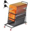VEVOR Porta Sedie Pieghevole, Capacità di Carico 136 kg Carrello Porta Sedie a L per Posizionamento Verticale per 25 Sedie, Carrello Porta Sedie in Metallo Resistente con Ruote in Gomma, Nero Opaco