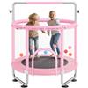 VEVOR Trampolino per Bambini 1470 x 1540 mm, Trampolino per Interni Esterni, Mini Trampolino Ricreativo per Bambini con Rete Sicurezza e Canestro Basket Giocattoli Bambini Trampolino per Bambini Rosa