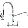 VEVOR Rubinetto Commerciale con Spruzzatore Pre-risciacquo, Altezza 530 mm Interasse 203 mm Bocca Girevole 305 mm Montaggio a Parete, Dispositivo Ottone Getto Abbassante, Lavello da 1/2/3 Scomparto