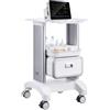 VEVOR Carrelli da Laboratorio a 2 Ripiani con 1 Cassetto 1 Vassoio Superiore 4 Ruote, Carrello Medico Mobile Materiale ABS Consilenziose, Carrelli per Laboratorio, Clinica, Ospedale, Salone, Bianco