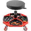VEVOR Sgabello da Meccanico con Ruote, Capacità 136 kg Sgabello da Lavoro, Altezza Regolabile 420 a 550 mm Sedile con Rotelle, Vassoio Portautensili, per Garage, Officina, Riparazione Auto, Nero Rosso