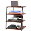 VEVOR Supporto Multimediale AV 4 Livelli con Prese Multiple, Supporto TV Angolare Luci LED, Ripiani in Legno Regolabili in Altezza, Supporto per Lettori DVD Decoder Via Cavo Console di Gioco, Marrone