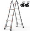 VEVOR Scala Telescopica A Frame, Scala Estensibile Compatta in Alluminio 5120 mm, Scala Pieghevole Portatile, Scala Telescopica per Camper, Compiti a Casa, Tetto Interno ed Esterno, Carico 149,7 kg