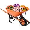 VEVOR Carriola 1 Ruota Capacità Carico 150 kg da Giardino, Carrello da Giardino con Manico in Metallo, Ruota Larga da 40 cm, Carrello per Caricamento da Fattoria Giardino Prato, per Giardinaggio
