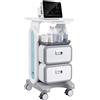 VEVOR Carrello da Laboratorio da 3 Ripiani, Carrello Portaoggetti Medico Mobile con 2 Cassetti 1 Vassoio, Carrello Servizio in Materiale ABS, con 4 Ruote per Laboratorio, Clinica, Ospedale, Salone