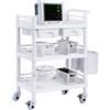 VEVOR Carrello da Laboratorio 3 Ripiani, Carrello da Laboratorio 4 Ruote, Carrello Medico Mobile in Materiale PP, Carrello da Laboratorio con 3 Contenitori per Laboratorio, Clinica, Salone, Ospedale
