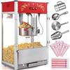 VEVOR Macchina per Popcorn, 566 x 392 x 862 mm Macchina Popcorn Elettrico 1615W Bollitore 0,45 kg con Vetro Temperato, Macchina per Popcorn da Tavolo, Include 3 Cucchiai in Acciaio Inox, Stile Cinema
