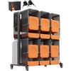 VEVOR Porta Sedie Pieghevole, Capacità 363 kg Carrello per Sedie Resistente, 84 Sedie/12 Tavoli + 42 Sedie, Carrello Porta Sedie a Doppio Strato, Ruote in Gomma e Supporti, Grande Supporto per Sedie
