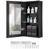 VEVOR Armadietto per Medicinali 355 x 610 mm Armadietto per Medicinali con Specchio per Bagno con Anta a Specchio, Ripiani in Vetro Regolabili, Installazione a Incasso e a Parete, Telaio in Alluminio
