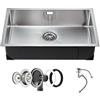VEVOR Lavello da Cucina da 70 cm Lavello Sottopiano in Acciaio Inossidabile 304, Vasca Singola da Incasso Stile Rustico con Accessori, Lavello per Uso Domestico per Camper, Cucina di Preparazione, Bar