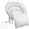 VEVOR Poltrona sospesa, 150 kg, Poltrona sospesa girevole in macramè, Cuscino, Materiali di montaggio, Corda di cotone, Poltrona relax con frange, da giardino, Interno, Esterno, Beige