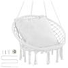 VEVOR Poltrona sospesa, 150 kg, Poltrona sospesa girevole in macramè, Cuscino, Materiali di montaggio, Corda di cotone, Poltrona relax con frange, giardino, Interno, Esterno, Bianco