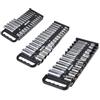 VEVOR Vassoio Porta-Bussole Portatile 3 Pezzi, Set Porta-Bussole Metrico e SAE 1/4 3/8 1/2 Pollici con Maniglia Base Magnetica per Cassetto della Cassetta degli Attrezzi, Contiene Fino 76 Bussole