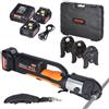 VEVOR Kit di Utensili per Pressatura e Batteria, Utensile Elettrico per Crimpatura di Tubi con Ganasce V15, V22, V28, Pressatura con 2 Batterie 18 V 4,0 Ah, Caricabatterie Rapido e Custodia Trasporto