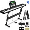 VEVOR 88 Tasti Tastiera Pieghevole Pianoforte, Bluetooth e MIDI, Digitale Pianoforte con Supporto Pedale Sustain Sensibile al Tocco Tasti Borsa, Ricaricabile per Principianti Adolescenti Adulti, Nero