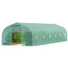 VEVOR Serra Giardino Tunnel, 900x300x200 cm, Tenda Riparo per Piante, Tetto a Punta, Telaio in Acciaio Galvanizzato, Copertura in PE Verde, Porta Cerniera Arrotolabile, Coltivazione Fiori Ortaggi
