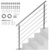 VEVOR Corrimano per Gradini Esterni, Kit Corrimano per Scale 5 Traverse 150 cm Lunghezza, Ringhiere Transizione Acciaio Inox Kit Installazione, Corrimano Scale Doppia Colonna per Veranda e Terrazza