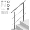 VEVOR Corrimano per Gradini Esterni, Kit Corrimano per Scale 2 Traverse 100 cm Lunghezza, Ringhiere Transizione Acciaio Inox Kit Installazione, Corrimano Scale Doppia Colonna per Veranda e Terrazza