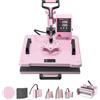 VEVOR Macchina per Pressatura a Caldo 300 x 380 mm 8 in 1 per Magliette Rosa