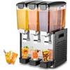 VEVOR Distributore di Bevande Commerciali, Distributore Succhi 3 x 10 L 440 W, Macchina Bevande in Acciaio Inox 304 Uso Alimentare, Temperatura Raffreddamento 7-12 °C, per Bevande Fredde, Ristoranti