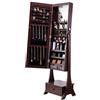VEVOR Specchio Portagioielli Specchio da Terra con Contenitore, Organizzatore per Gioielli Serratura Specchio a Figura Intera con Luce LED Interna, Cassetto Mobile Portagioielli Autoportante, Marrone