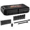 VEVOR Set Bussole a Impatto da 3/8", Set Bussole Profonde da 18 Pezzi, Metriche da 8 a 22 mm, Acciaio Legato CR-V a 6 Punte per Riparazioni Auto, Marcature Dimensioni Struttura Robusta con Valigetta