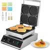 VEVOR Macchina per Waffle Belga Rotonda Commerciale, 4 Pezzi per Waffle, Piastra per Waffle in Acciaio Inox Antiaderente 1750 W con Controllo Temperatura Tempo, per Ristoranti Panetterie Snack Bar
