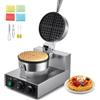 VEVOR Macchina per Waffle Belga Rotonda Commerciale Macchina Waffle 1230 W, Piastra Waffle Belga in Acciaio Inox Antiaderente, con Controllo Temperatura Tempo, Maniglia, per Ristoranti, Panetterie