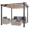 VEVOR Pergolato Retrattile per Esterni 2,97 x 2,97 x 2,3 m con Tettoia, Pergolato Alluminio con Tettoia Retrattile, Pergolato Moderno con Tettoia Parasole per Patii, Giardini, Ponti, Cortili Beige