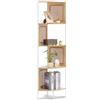VEVOR Libreria Angolare in Rattan Scala Scaffale Angolare 5 Ripiani con Struttura in Metallo, Ripiano Angolare Stretto Aperto per Parete, Scaffali Espositivi per Biblioteca Sala Conferenze Ufficio