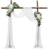 VEVOR Kit di Fiori Artificiali per Arco Nuziale, Fiori Bianchi per Arco Nuziale con Kit di Tende, 2 Pezzi Composizione Floreale, 1 Pezzo Tende Trasparenti, per Bouquet Cerimonia Sfondo Ricevimento
