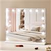 VEVOR Specchio per Trucco Hollywood con 15 Lampadine LED Dimmerabili, 3 Modalità di Illuminazione a Colori, Specchio Ingranditore 5X Rimovibile, Porta USB, Controllo Smart Touch Specchio 580x458 mm