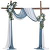 VEVOR Kit di Fiori Artificiali per Arco Nuziale, Fiori Blu per Arco Nuziale con Kit di Tende, 2 Pezzi Composizione Floreale, 2 Pezzo Tende Trasparenti, per Bouquet Cerimonia Sfondo Ricevimento