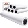 VEVOR Carta per Plotter di Grande Formato, 609,6 mm x 45,7 m, 6 Rotoli CAD Bond Rolls con Anima 50,8 mm, Rotoli di Carta per Plotter 15 kg, Carta per Disegni CAD, Progetti di Ingegneria, Mappe GIS