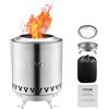 VEVOR Braciere da Tavolo Baricentro Basso, Caminetto in Acciaio Inox per Interni Esterni 1,46 L, Bruciatore ad Alcool Denaturato, a Legna o a Pellet per Campeggio, Patio Cilindro 0,89 kg Argento