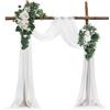 VEVOR Kit di Fiori Artificiali per Arco Nuziale, Fiori Bianchi per Arco Nuziale con Kit di Tende, 2 Pezzi Composizione Floreale, 2 Pezzo Tende Trasparenti, per Bouquet Cerimonia Sfondo Ricevimento