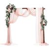 VEVOR Kit di Fiori Artificiali per Arco Nuziale, Fiori Rosa per Arco Nuziale con Kit di Tende, 2 Pezzi Composizione Floreale, 3 Pezzo Tende Trasparenti, per Bouquet Cerimonia Sfondo Ricevimento