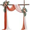 VEVOR Kit di Fiori Artificiali per Arco Nuziale, Fiori Arancioni per Arco Nuziale con Kit di Tende, 2 Pezzi Composizione Floreale, 2 Pezzo Tende Trasparenti, per Bouquet Cerimonia Sfondo Ricevimento