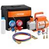VEVOR Kit pompa per vuoto a palette rotanti monostadio HVAC da 3,5 CFM e manometro collettore compatibile con refrigeranti R134a, R22, R12, R502, R502, R410A, R404 e R407C