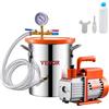 VEVOR Kit Camera a Vuoto 11,35 L e Pompa 1,65 L/s, in Acciaio Inox, Camera di Degasaggio Pompa a Vuoto Monostadio, con Coperchio, Olio, Tubo Flessibile, per Degasaggio Resina Epossidica Siliconica