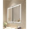 VEVOR Specchio da Bagno a LED 70 x 100 cm Montaggio a Parete con Illuminazione Frontale e Retroilluminata, Specchio Antiappannamento con Memoria con Luci, Specchio Dimmerabile Temperatura 3 Colori