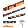 VEVOR 4 Pezzi Torpedo, 250/400/600/1200 mm, Tutti i Livelli Magnetici Set, Fluorescente Luce Up Bolla Fiale Righello, Lega di Alluminio Magnetico Scatola Livella Strumento Scala Metrica