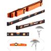 VEVOR 4 Pezzi Set Livello Torpedo, 250/400/600/1200 mm Livelle Scatola, Fluorescente Luce Up Bolla Fiale Righello per 45/90/180 Gradi, Lega di Alluminio, Antiurto, Solo 250mm Magnetico