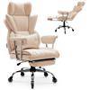 VEVOR Sedia da Ufficio con Poggiapiedi, Poltrona Ergonomica con Cuscino Lombare e Braccioli Rimovibili, Sedile Girevole da Ufficio in Pelle PU Sedia Portata max. 181,44 kg, Ufficio, Studio, Marrone