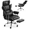 VEVOR Sedia Girevole da Ufficio con Poggiapiedi, Poltrona da Studio Ergonomica con Cuscino Lombare Braccioli Rimovibili, Sedile da Ufficio in Pelle PU Portata max. 181,44 kg, Studio, Casa, Nero